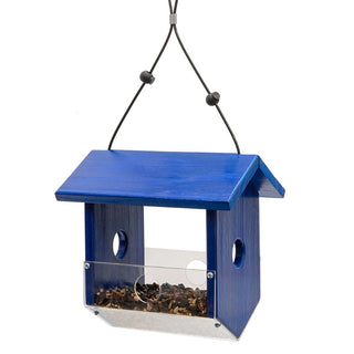 Blue Fly Thru Bird Feeder