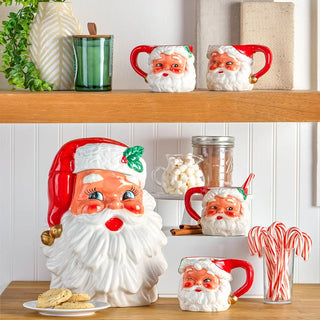 Vintage Santa Cookie Jar And Mugs